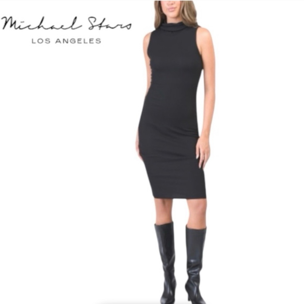 Michael Stars Elegant Black Midi Dress